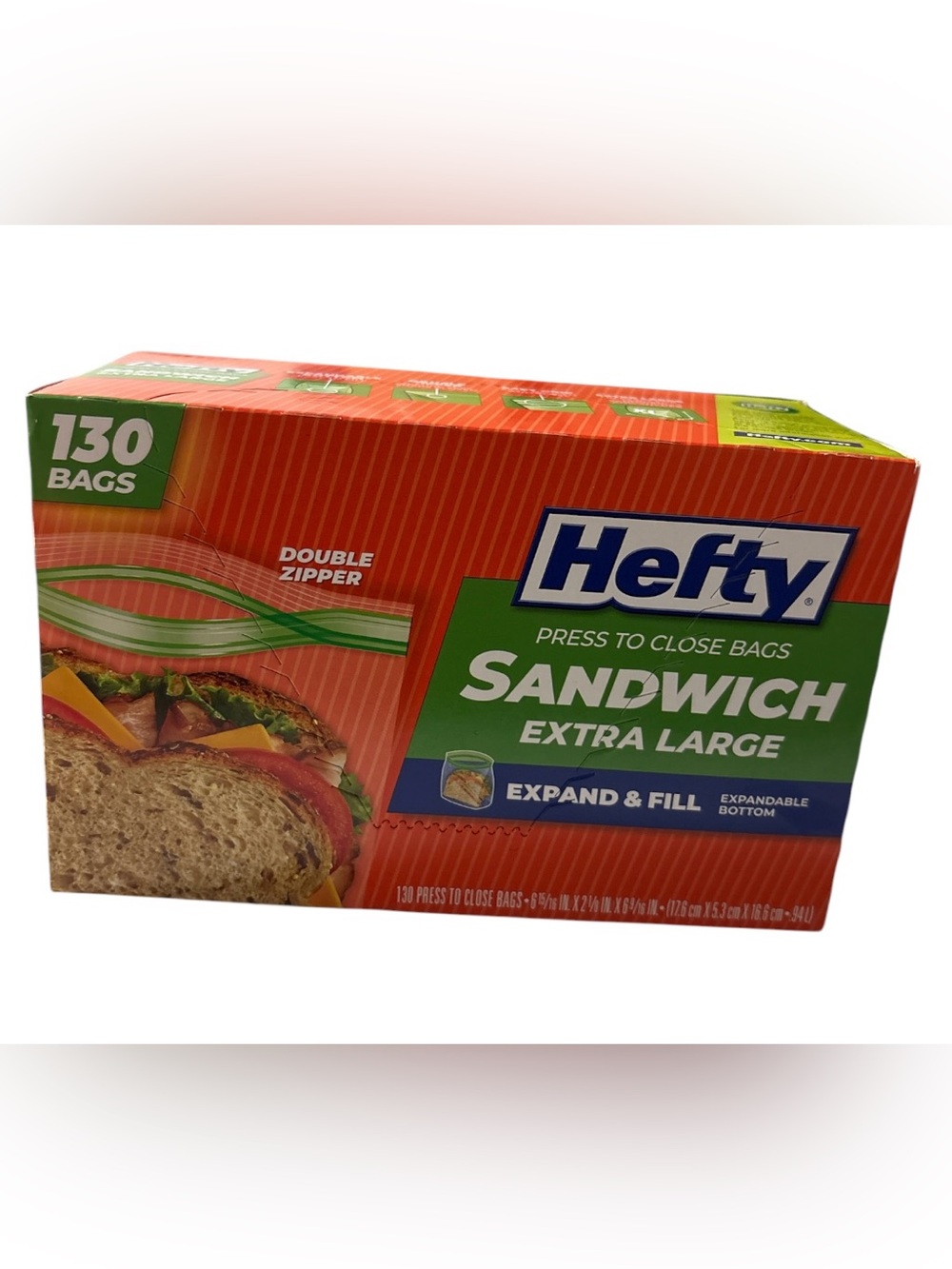 Extra Large Sandwich Press-to-Close Bags - 130 Bags